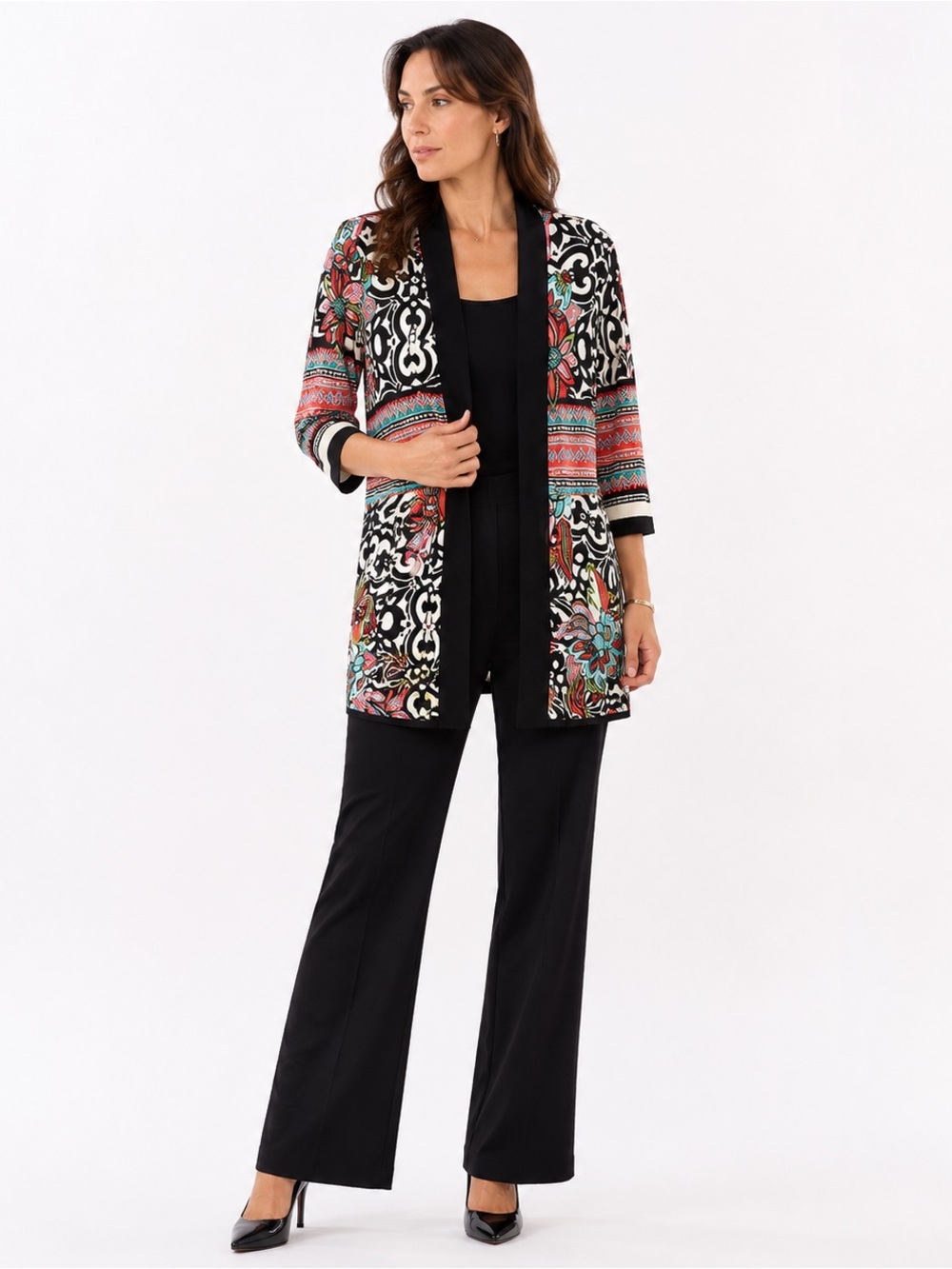 Joseph Ribkoff Open Front Floral Cardigan Jacket Size 12